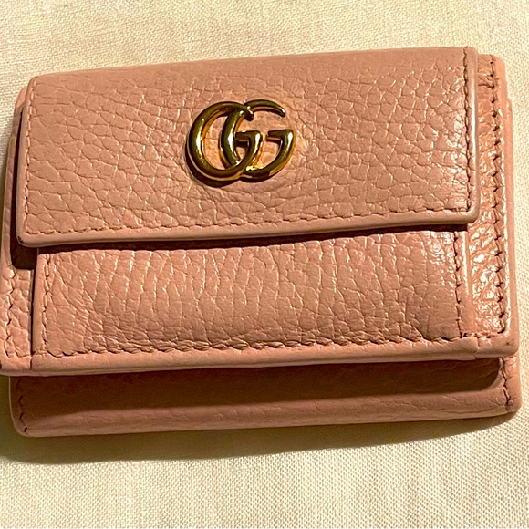 Gucci Marmont Trifold Wallet Beige Pink - Picture 1 of 13